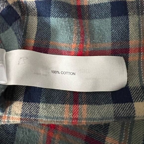 Denim & Flower Mens Shirt Large Flannel Button Down Plaid Long Sleeve Blue Red - Picture 8 of 12